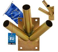 KOTARBAU® Flag Holder 3-Way Screwing Wall Mount Hot-Dip Galvanised Yellow Steel Flag Pole Holder Bracket Handle