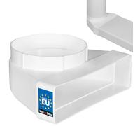 KOTARBAU® Flat Duct Deflection Piece 90° for Ventilation Duct Round-Square Transition 204 x 60 mm Plastic Transition Piece Diameter 125 mm White Duct Connector Duct Elbow Exhaust Air Supply Air Duct