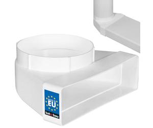 KOTARBAU® Flat Duct Deflection Piece 90° for Ventilation Duct Round-Square Transition 204 x 60 mm Plastic Transition Piece Diameter 125 mm White Duct Connector Duct Elbow Exhaust Air Supply Air Duct