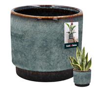 KOTARBAU® Flower Pot Blue Height 13 cm Diameter 14 cm Ceramic Pot Flower Pot Flower Pot Planters for Indoor Plants Flower Pot Vintage Living Room Decoration Orchid Pot Glazed Flower Pots