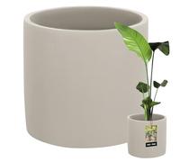 KOTARBAU® Flower Pot Ceramic Large Cylinder Ethnic Diameter 23 cm Height 22 cm 1 Piece Flower Planter Ceramic Flower Pot Concrete Look Small Planters Ceramic Pot Plants
