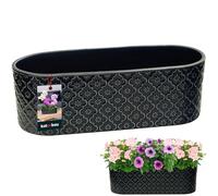 KOTARBAU® Flower Pot Oblong Interior Glazed Ceramic 13 x 37 cm H 12 cm Cobalt Blue Oval Herb Pots Windowsill Flower Box Indoor Plant Bowl Oval Flower Box Indoor Herb Pot