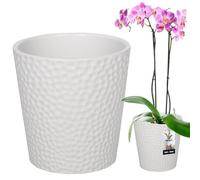 KOTARBAU® Flower Pot White Ceramic Glazed Diameter 9.5 cm Height 11 cm Orchid Pot Ceramic Flower Pots Ceramic Plant Pot Modern Flower Pots Indoor Plants
