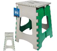KOTARBAU® Folding Step Stool - 44 cm - Folding Chair - Stool - Folding Stool - Non-Slip & Stable - Portable - Household Aid Made of Plastic - Grey + Green