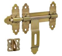 KOTARBAU Gate Bolt - 200 mm - Lockable Door Bolt - Without Padlock - Garden Gate Latch - Bolt - Sliding Bolt - Galvanised Steel - Retro - Gold