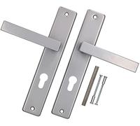 KOTARBAU® Handle Set PZ 72 mm Long Plate Silver with Square and Mounting Screws