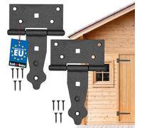 KOTARBAU Heavy-duty Black Powder Coated Wooden Gate Hinge Set, 2 PCS (9.0 x 5.0 cm, 3.94 in)