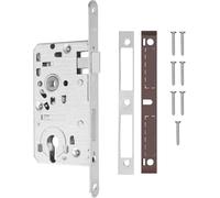 KOTARBAU - Mortise Lock 72/55mm DIN (German Standard) Left Profile Cylinder Door Lock with Backplate Galvanized Steel Rustproof, for Interior, Garden Gate, Front Door, Silver