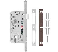 KOTARBAU - Mortise Lock 72/55mm DIN (German Standard) Right Profile Cylinder Door Lock with Backplate Galvanized Steel Rustproof, for Interior, Garden Gate, Front Door, Silver