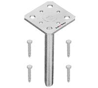 KOTARBAU® Post Support 80 x 80 mm Hot-Dip Galvanised Steel Support Base Height Adjustable Concrete Anchor Diameter 23 mm Base Base for Square Wood Posts Post Shoe Post Mounting Support Post Post