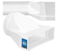 KOTARBAU® Rectangular Pipe Connector 60 x 200 mm for Round Pipe Diameter 125 mm Plastic Adapter Pipe Connector Exhaust Duct Reducer for Ventilation Systems White Flat Duct to Round Pipe Transition