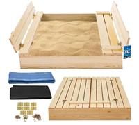 KOTARBAU® Sandbox with Lid 39.4x39.4 in, Natural, Wooden Sandbox