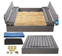 KOTARBAU® Sandbox with Lid 47x47 in, Grey, Wooden Sandbox