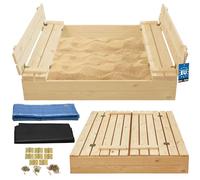 KOTARBAU® Sandbox with Lid 47x47 in, Natural, Wooden Sandbox