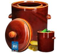 KOTARBAU® Sauerkraut Fermentation Pot Sauerkraut Crock Clay Pot with Lid Stoneware Pot Fermenting Long-term Storage Crock Cucumber Pot Stoneware Rum Pot Pickling Pot Stone Pot Kimchi Container Ceramic