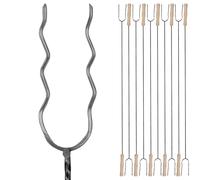 KOTARBAU® Set of 10 Marshmallow Sticks for Fire Pit - Steel - 100 cm (39.37 in) - with Wooden Handle - Toasting Forks - Barbecue Forks - U Shape Hot Dog Fork - Camping Grill Accessories