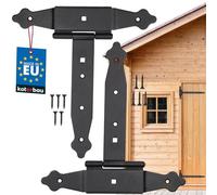 KOTARBAU Set of 2 Cross Hinges 200 mm Shutter Hinge Plate Building Fitting Gate Fitting Wood Connection Throwing Hinges T-Hinge Powder-Coated