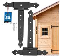 KOTARBAU Set of 2 Cross Hinges 250 mm Shutter Hinge Plate Building Fitting Gate Fitting Wood Connection Throwing Hinges T-Hinge Powder-Coated