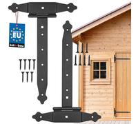 KOTARBAU Set of 2 Cross Hinges 300 mm Shutter Hinge Plate Building Hardware Gate Fitting Wood Connection Throwing Hinges T-Hinge Powder-Coated