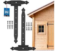 KOTARBAU Set of 2 Cross Hinges 350 mm Shutter Hinge Plate Building Fitting Gate Fitting Wood Connection Throwing Hinges T-Hinge Powder-Coated