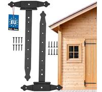 KOTARBAU Set of 2 Cross Hinges 400 mm Shutter Hinge Plate Building Hardware Gate Fitting Wood Connection Throwing Hinge T-Hinge Powder-Coated