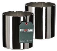 KOTARBAU® Set of 2 Shiny Flower Pot, Diameter 130 mm, Cylinder Ceramic Plant Pot, Decorative Planter, Silver Plant Pot, Flower Pot for Indoor Plants, Garden Pot