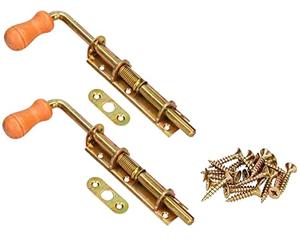 KOTARBAU® Set of 2 Spring Bolts, Bolt Door Latch, Galvanised Rustproof Wooden Handle, Weatherproof, with Suspension Gate Latch, 200 mm