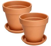 KOTARBAU® Set of 2 Terracotta Flower Pot, Diameter 17 cm, for Indoor Use and Gardens