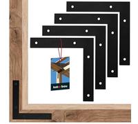KOTARBAU Set of 4 Flat Angle 150 x 150 x 24 mm Flat Connector Black L-Shape Powder-Coated Steel Corner Connector Wood Angle Heavy Duty Angle Connector Angle Plate Mounting Angle Furniture Angle