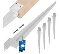 KOTARBAU® Set of 4 Ground Anchor - 500 mm (19,7 in) Post Anchor- Galvanised Steel - 50 x 60 mm (2x2,4 in) - Silver - Post Brackets - Heavy Duty - for Fence and Pavilion