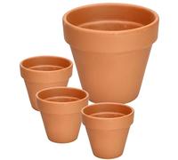 KOTARBAU® Set of 4 Terracotta Flower Pots Diameter 13 cm Planter with Rim for Indoor and Gardens