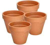KOTARBAU® Set of 4 Terracotta Flower Pots Diameter 15 cm Planter with Rim for Indoor Use and Gardens
