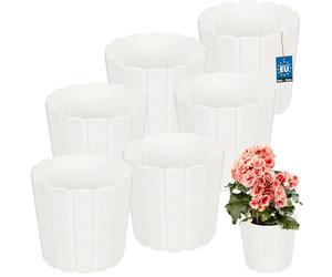 KOTARBAU Set of 6 Flower Pots - Planters - Diameter 17 cm Height 15 cm - White - Plastic - Plant Pot for Indoor Plants - Flower Pots - Large - Outdoor - Planter - Balcony - Decorative