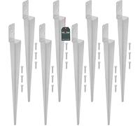 KOTARBAU® Set of 8 Ground Anchor - 600 mm (23,62 in) Post Anchor- Galvanised Steel - 60 x 110 mm (2,4x4,33 in) - Silver - Post Brackets - Heavy Duty - for Fence and Pavilion