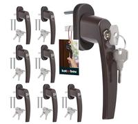 KOTARBAU® Set of 8 Lockable Window Handles, Brown, Aluminium, Powder-Coated Window Handle with Lock, Lockable Window Handles, Pin, 35 mm Window Lock, Child Safety Window Handles, Lockable