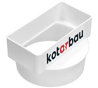 KOTARBAU® Transition piece flat duct to round pipe, diameter 100 mm, rectangular connector, 110 x 55 cm, white, deflection piece, ventilation system, exhaust duct, duct connector made of plastic