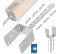 KOTARBAU® U Post Base - for Concrete - Galvanised Steel - 81 mm (3.19 Inches) - Silver - Fence Post Support - Pillar Support