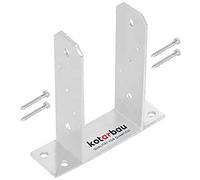 KOTARBAU - U-Shaped Post Support 100 mm - Bracket for Bolt-On Square Timber Posts, Base Plate, Screw-On Hot-dip Galvanized Anchor