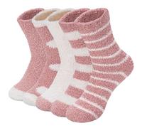 Kotashion Fluffy Socks Womens Bed Warm Cosy Thermal Soft Fuzzy 5 Pairs Winter HomeSleeping Stripe Socks Xmas Christmas Gifts Ideas for Ladies Her Girls Mum