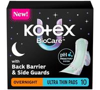 Kotex BioCare Ultra Thin Overnight Pads with Wings, Heavy Absorbency, 10 Count (Packaging May Vary)