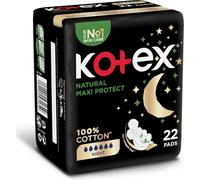 Kotex Natural Maxi Protect Thick Pads 22Pcs | 100% Cotton Pad | Overnight Protection Sanitary Pads with Wings