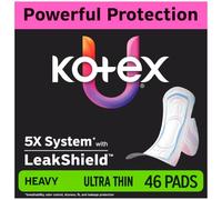 Kotex Ultra Thin washers with Wings, high Absorbency, 46 Pieces (Package May Vary)