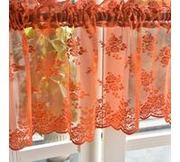 Kotile Burnt Orange Sheer Valance Curtain for Kitchen, Country Rustic Floral Rust Fall Valance for Windows, Light Filtering Rod Pocket Farmhouse Short Curtain, 52 x 18 Inch, 1 Panel, Burnt Orange