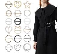 Kotkiddy 18 Pieces Shirt Button Clips for Women, T-Shirt Band or Ring Clips for Women on the Side, Scarf Ring Clip to Tighten Loose Clothing, Corner Button