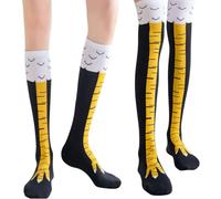 Kotkiddy 2 Pairs Funny Chicken Leg Socks: 24 Inch Knee Socks, 12 Inch Calf Socks, Novelty Party Gifts for Women, Men, and Children