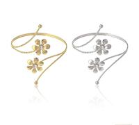 Kotkiddy 2 Piece Upper Arm Band Collar Spiral Floral Design Bracelet Boho Jewellery for Women (Gold and Silver)