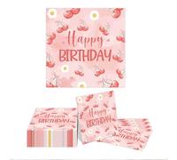 Kotkiddy 20 Cherry Bow Napkins - Cherry Bow Theme Birthday Party Decoration Disposable Summer Fruit Napkins Berry First Birthday Party Supplies Party 6.5" Pink
