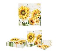 Kotkiddy 20 Flowers Sunflower Napkins Disposable Paper Spring Yellow Sunflower Dessert Napkins for Spring Flower Wedding Bridal and Baby Shower