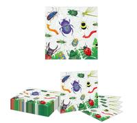 Kotkiddy 20 Pack Beetle Party Napkins, Insect Disposable Party Napkin Set Ladybird Dragonfly Paper Luncheon Napkins Beetle Theme