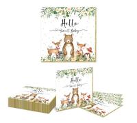 Kotkiddy 20 Pack Forest Baby Shower Napkins, Forest Animal Decorative Paper Napkins Oh Baby Disposable Lunch Dinner Napkins Forest Baby Shower Decorations